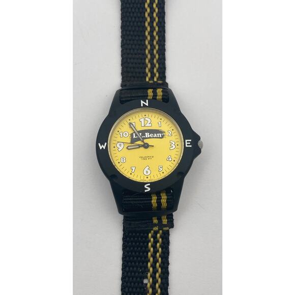 L.L. Bean Quartz Watch 38mm Unisex Yellow Black WR 150 Feet - New Battery - Picture 3 of 9